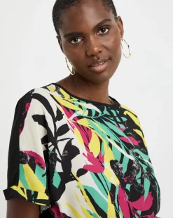 Woven Crepe Short Sleeve Boxy Top