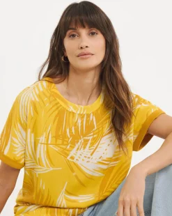 Woven Front Curved Hem Longline Top