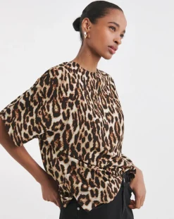 Woven Short Sleeve Boxy Top