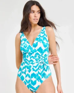Wrap Over Ikat Print Swimsuit