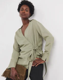 Wrap Tie Cotton Shirt