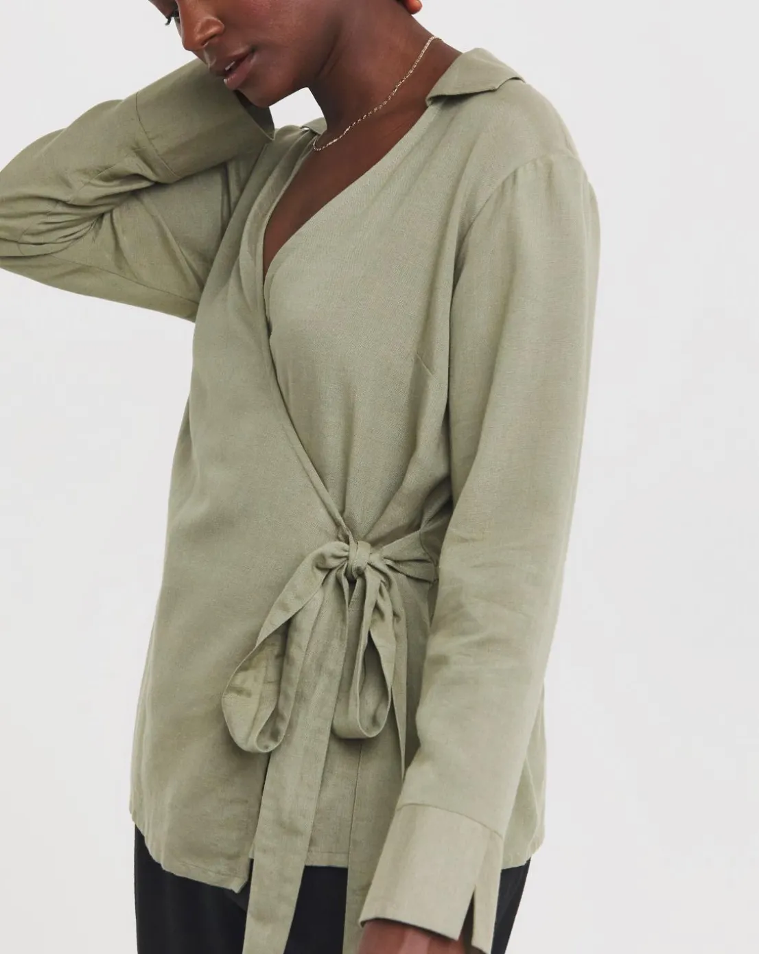 Wrap Tie Cotton Shirt