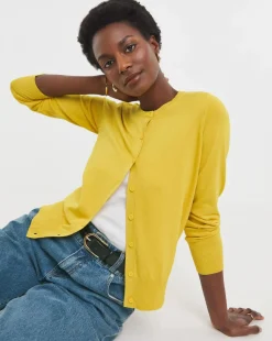 Yellow Crew Neck Cardigan