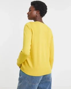 Yellow Crew Neck Cardigan
