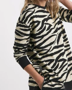 Zebra Print Side Zip Longline Sweat