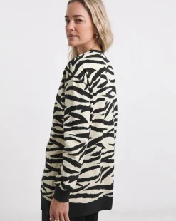 Zebra Print Side Zip Longline Sweat