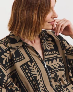 Zip Detail Oversized Blouse