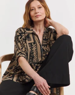 Zip Detail Oversized Blouse