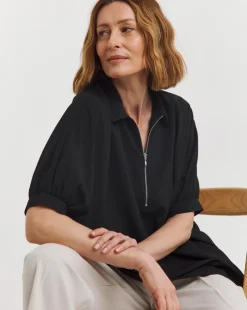 Zip Detail Oversized Blouse