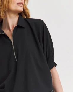 Zip Detail Oversized Blouse