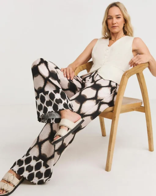 Abstract Herringbone Wide Leg Trouser