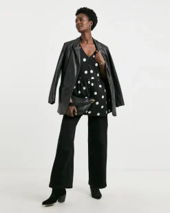 Angel Sleeve Button Front Longline Top