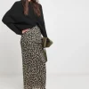 Animal Jersey Mesh Column Maxi Skirt