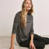Anthology Pewter Drape Neck Long Sleeve Top