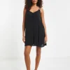 Beach to Beach Black Strappy Mini Beach Dress