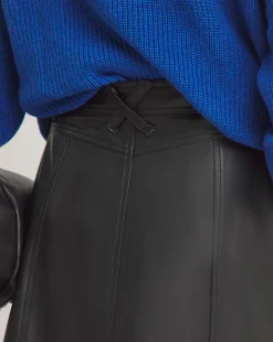 Black A-Line Zip PU Leather Look Maxi Skirt