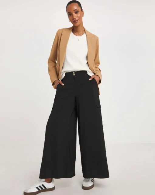 Black Cargo Palazzo Trousers