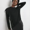 Black Crew Neck Chiffon Frill T-Shirt