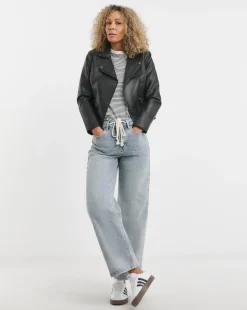 Black Faux Leather Biker Jacket