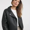 Black Faux Leather Relaxed Biker Jacket
