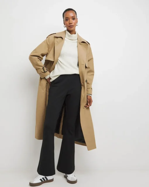 Black Flared Ponte Jersey Pull On Trouser