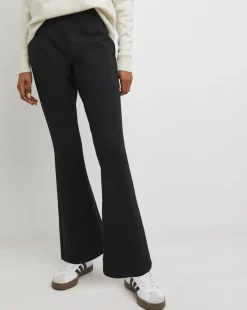 Black Flared Ponte Jersey Pull On Trouser