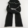 Black Hooded Contrast Stitch Scarf
