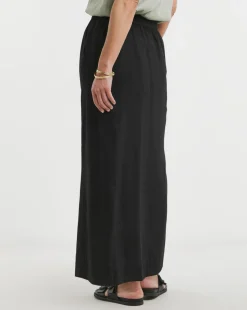 Black Linen Mix Maxi Skirt