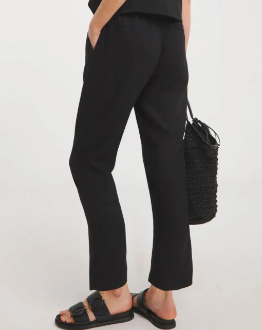 Black Linen Mix Slim Trousers