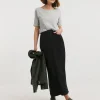 24/7 Black Maxi Denim Skirt