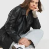 Black Oversized Crinkle Textured PU Biker