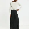 Black Pleated Pull On Jersey Maxi Skirt