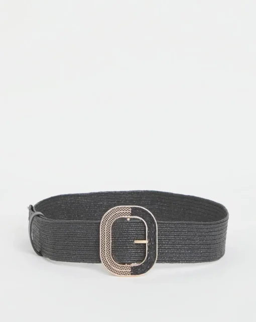 Black Raffia Stretch Belt