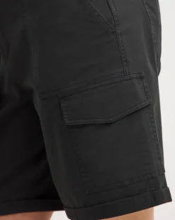 Black Stretch Cotton Cargo Shorts