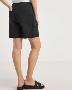 Black Stretch Cotton Cargo Shorts