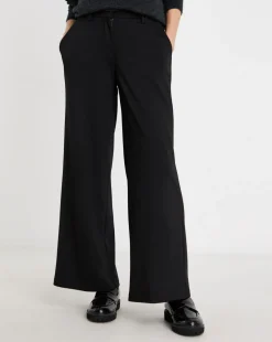 Black Tailored Jersey Wide Leg Trousers