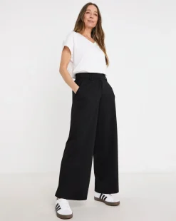 Black Tailored Jersey Wide Leg Trousers