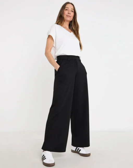 Black Tailored Jersey Wide Leg Trousers