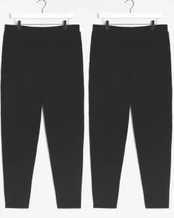 Black/Black 2 Pack Pull On Lightweight Jersey Tapered Leg Trousers