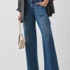Blue Classic Cargo Wide Leg Jeans