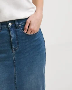 Blue High Waist Super Soft Denim Maxi Skirt