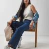 Blue Pocket Front Wide Leg Jeans