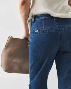 Blue Pocket Front Wide Leg Jeans