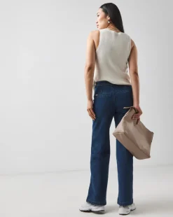 Blue Pocket Front Wide Leg Jeans
