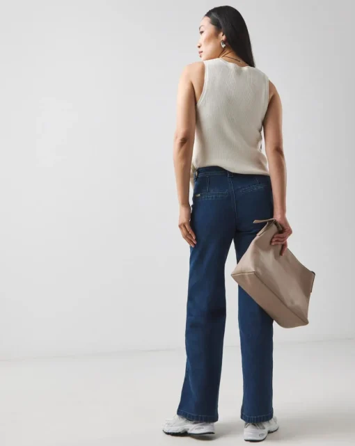 Blue Pocket Front Wide Leg Jeans