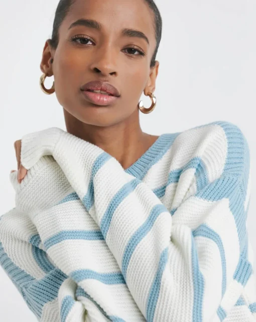 Blue Stripe Crew Neck Jumper