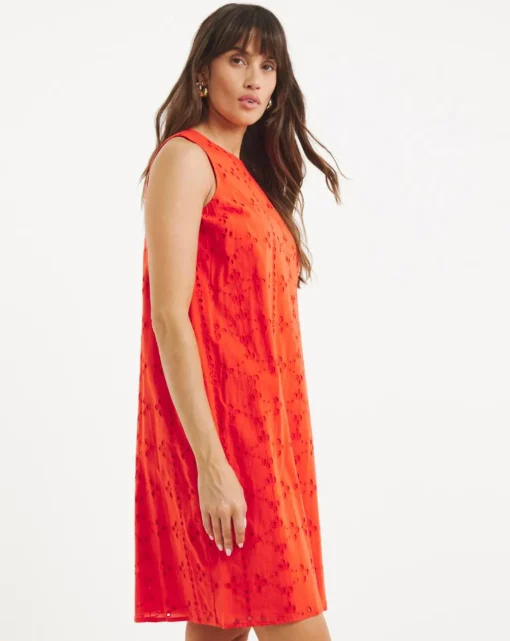 Borderie Sleeveless Shift Dress