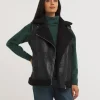 Borg Faux Shearling Lined Aviator Gilet
