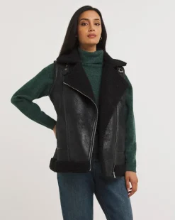 Borg Faux Shearling Lined Aviator Gilet