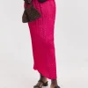 Bright Pink Crinkle Satin Skirt
